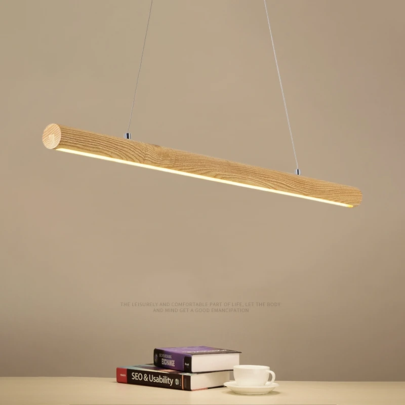 

Nordic Solid Wood Round Bar Pendant Lamp for Living Dining Room Table Restaurant Hotel Illumination Indoor LED Light Fixture