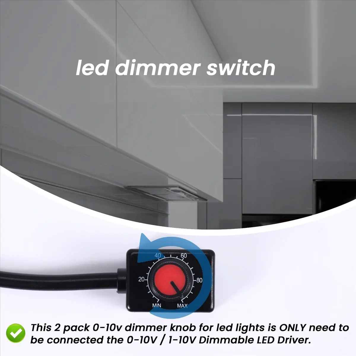 A75K DC 0/1-10V Knob LED Dimmer, Low Voltage Passive Dimmer PWM Dimming for 0-10V or 1-10V Dimmable Electronic LED Driver