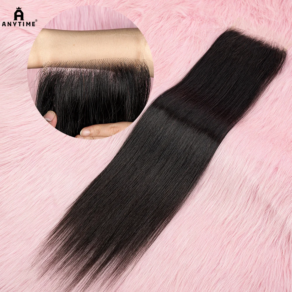 

12A Закрытие для волос Настоящая 5x5 HD Кружевная застежка Фронтальная только расплавленная кожа Прямые волосы Закрытие Предварительно выщипанные девственные волосы для чернокожих женщин