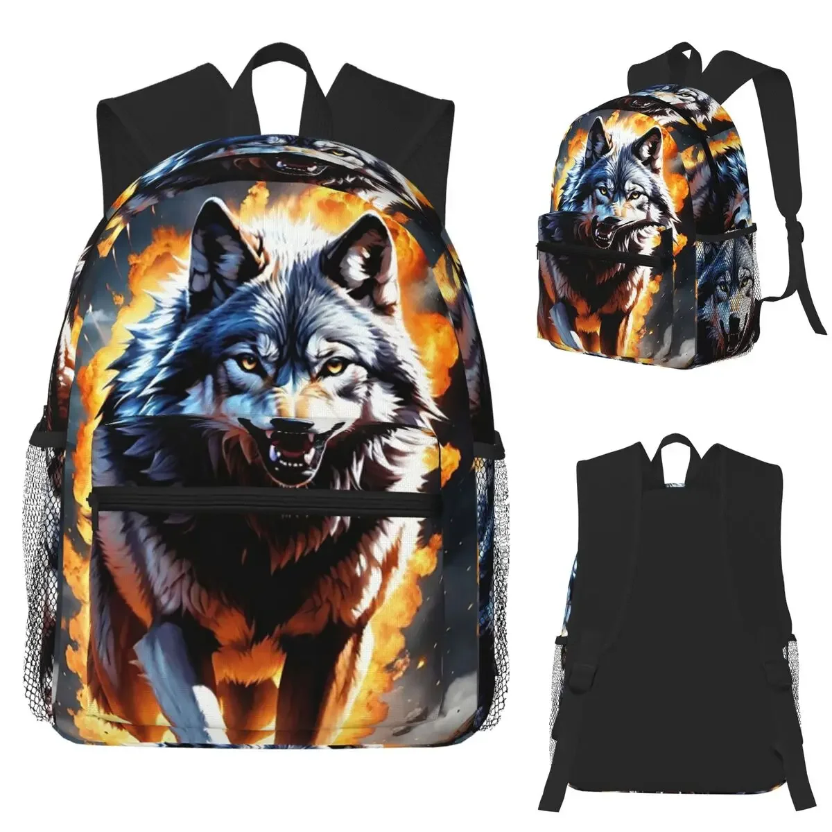 Wolf Printing Animal Student Backpack School Bag Hiking Travel Daypack for Boys Girls Fashion Bookbag Shoulder Bags