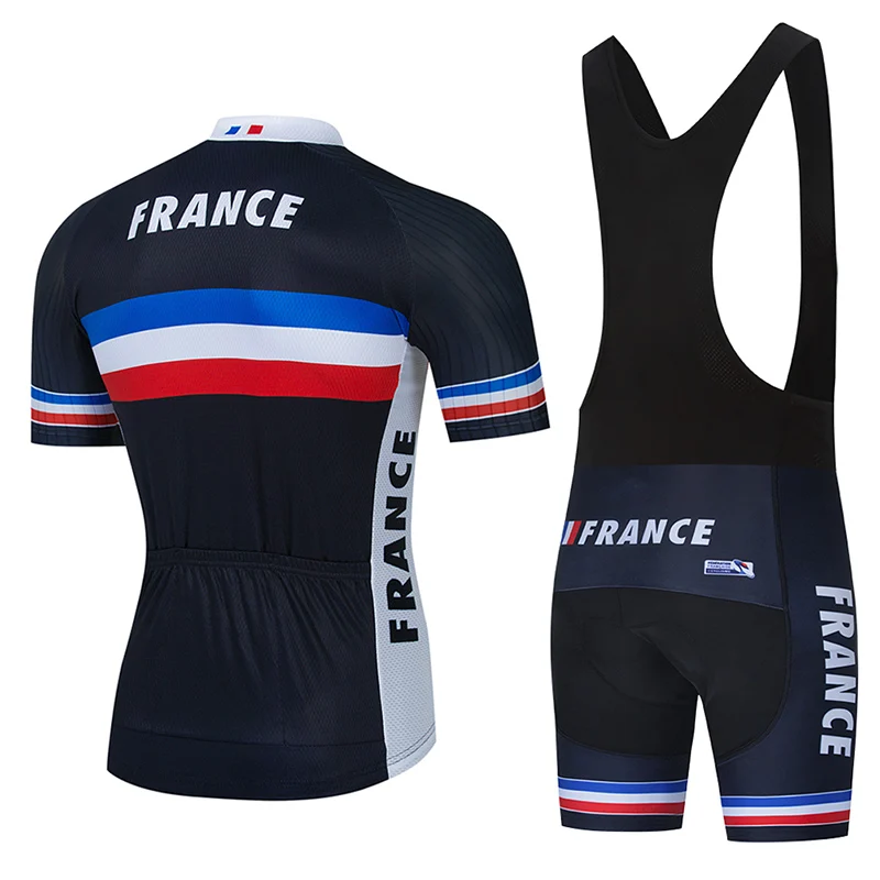 Team France Cycling Bib Sets MTB Uniform Summer Road Bike Jerseys Bicycle Clothing Men\'s Short Sleeve Maillot Racing Suit Outfit