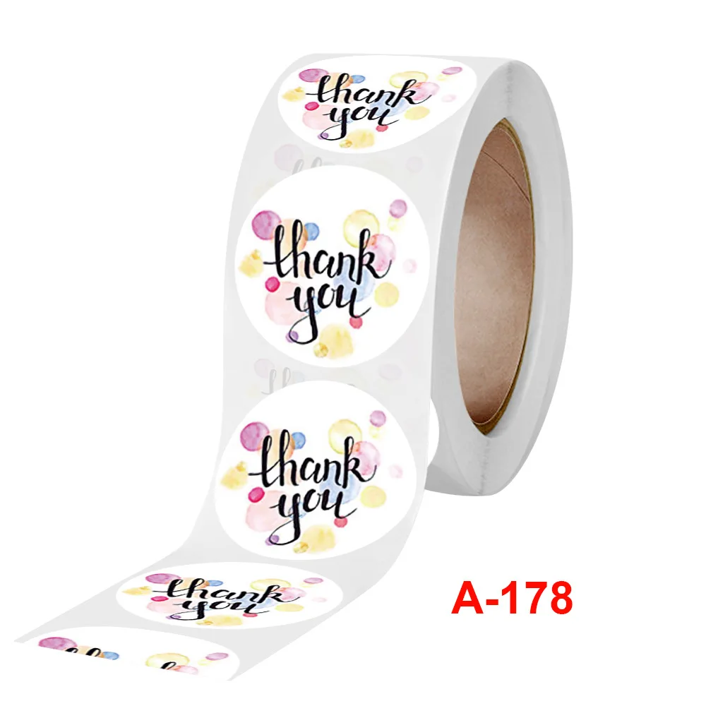 100-500PCS Heart Stickers Thank You Stickers for Business Merci Packaging Stickers Rolling Love for Packaging Decoration Label