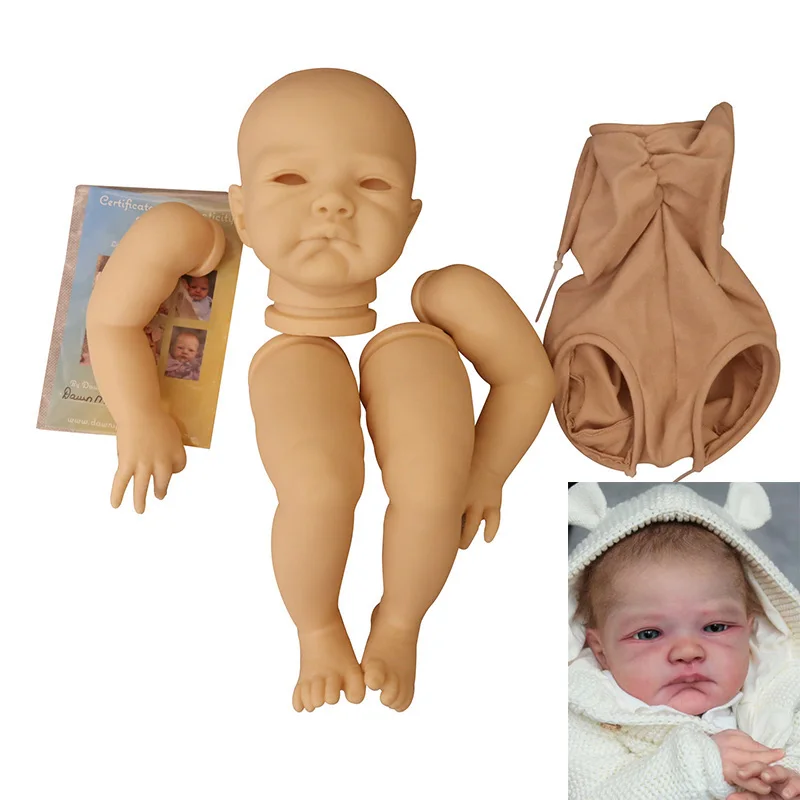 NPK 21inch Reborn Baby Blank /3D Painted Kit August Awake/Sleeping Baby DIY Doll Parts with Cloth Body and Eyes Include