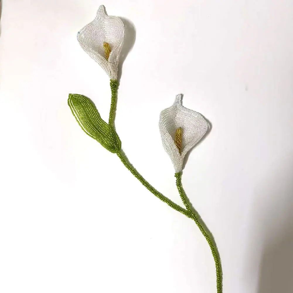 DIY Seed Bead Calla Lily Flower Stem, Elegant Floral Ornament, Clothing Decoration for Formal Dresses, Banquet & Wedding Outfits