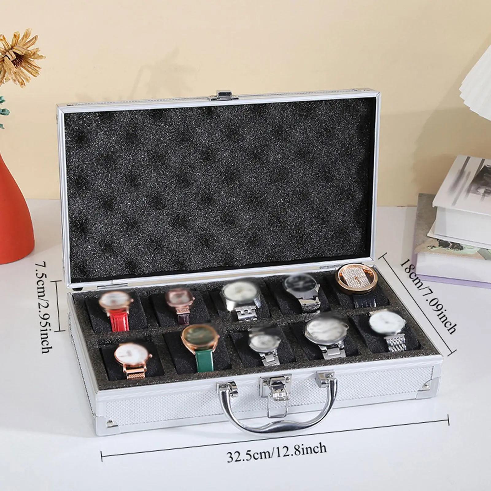 Watch Storage Box Travel Watch Case Lockable Hard Shell Multi-Slot Watch Organizer Holder Portable Carry Boxfor Watch Collection