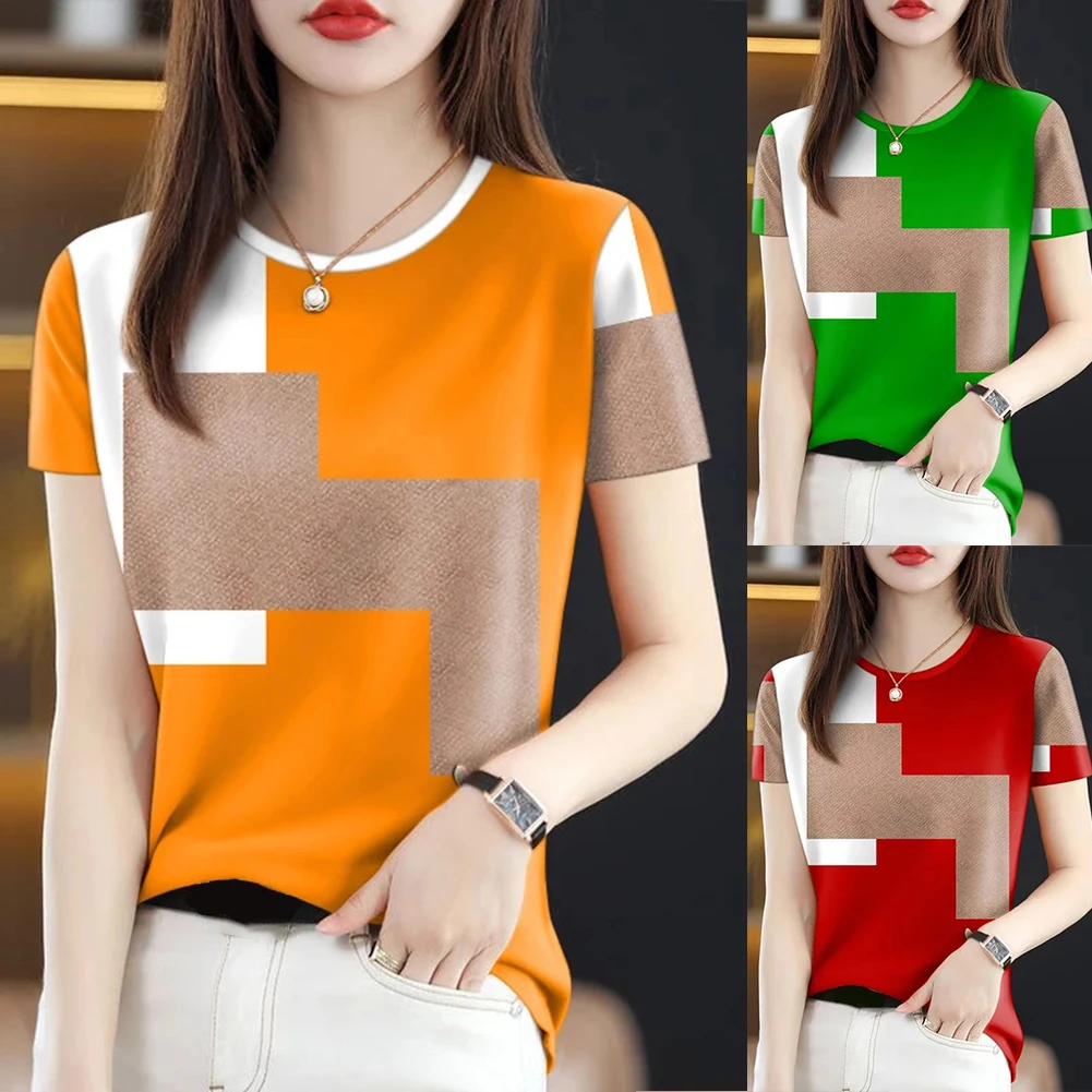 Daily Wear T-shirt For Women Printed Casual Top Fashionable Female Top Brand New Condition Moderate Elasticity