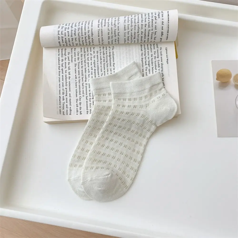 6Pairs Soft Simple Mesh Hole Socks Ins Style Sweet Solid Tube Socks Breathable Female Hosiery Socks Women Girl
