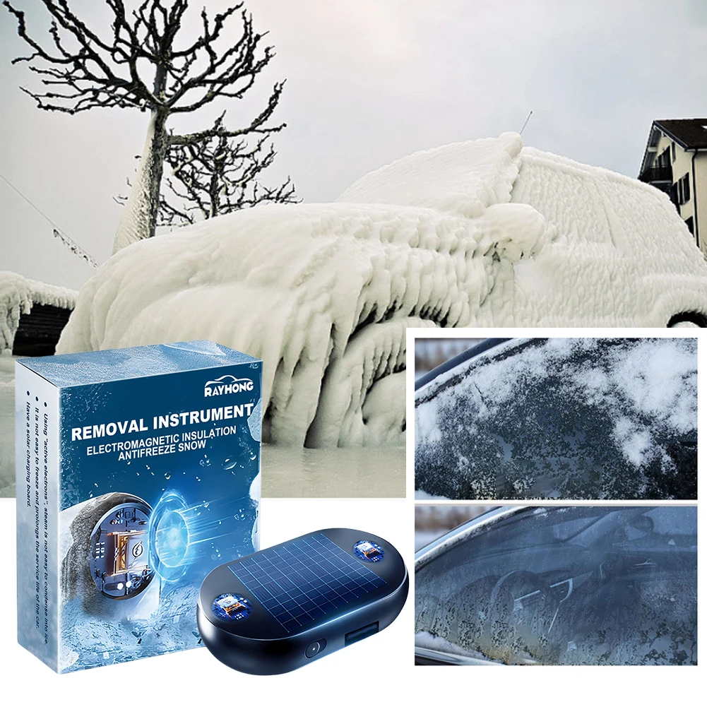 Solar/USB Car Window Glass Anti-ice Snow Remover Active Electrons Winter Deicing Device Molecular Interference Snow Remover