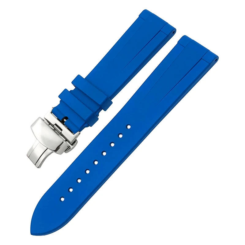 19mm 20mm 21mm 22mm Fluoro Rubber Watchband Fit for Breitling Omega IWC Mark Tissot Seiko Black Blue Soft FKM VITON Watch Strap view 5