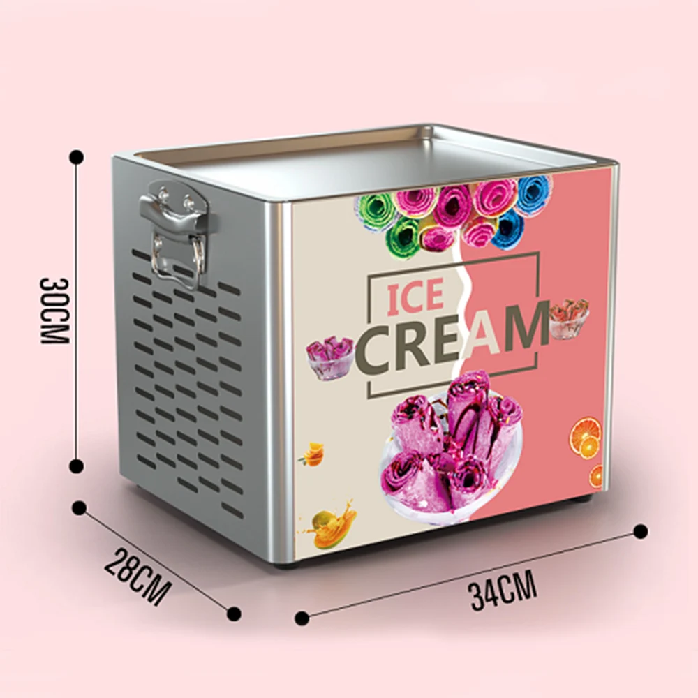 Fried Ice Cream Machine Stainless Steel Ice Cream Maker Mini Ice Cream Freezer for Home Used
