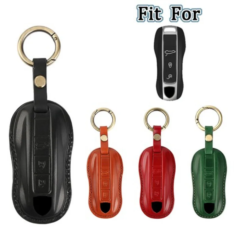 

A+ Genuine Leather Car Key Fob Case Cover For Porsche Cayenne Taycan Panamera 911