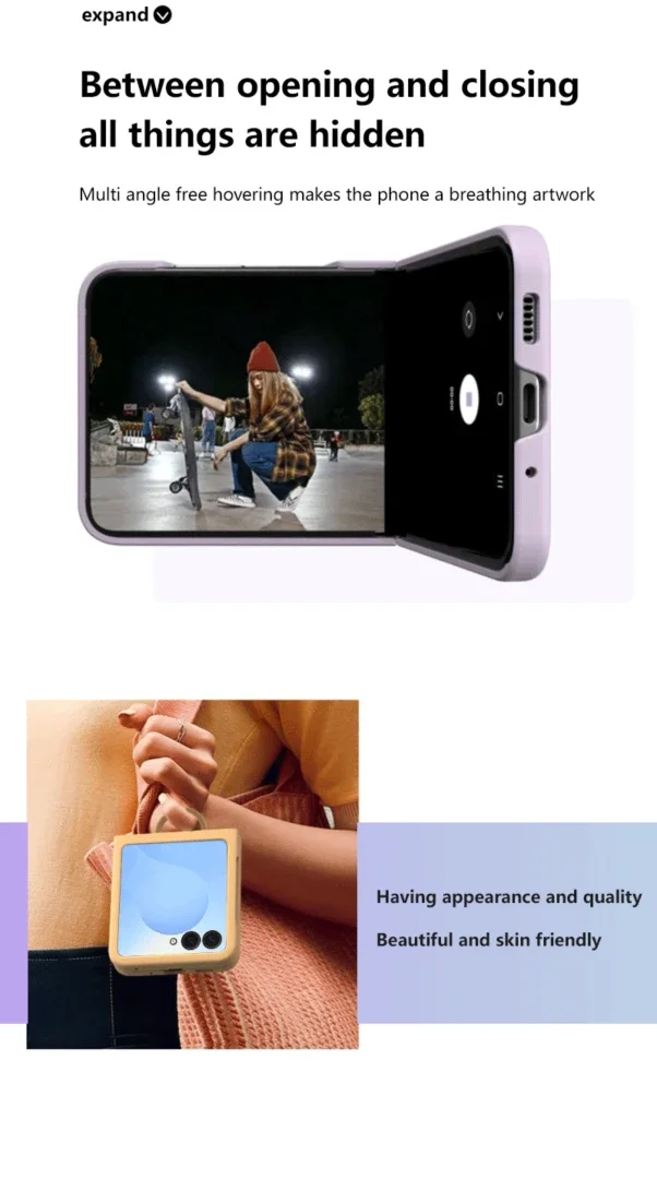Hartschalen-Handyhülle mit Farbverlauf und Ring für Samsung Galaxy Z Flip 8 7 FE 6 5 Flip7, Schutzhülle mit großem Sichtfenster – Detail 10