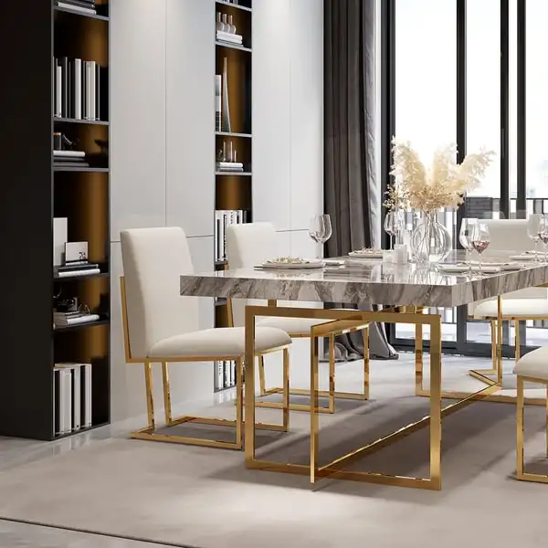 Luxury Modern Gold Stainless Steel Dining Chair Fancy Leisure Style for Home Bedroom Hotel Kitchen School Villa Apartment Use