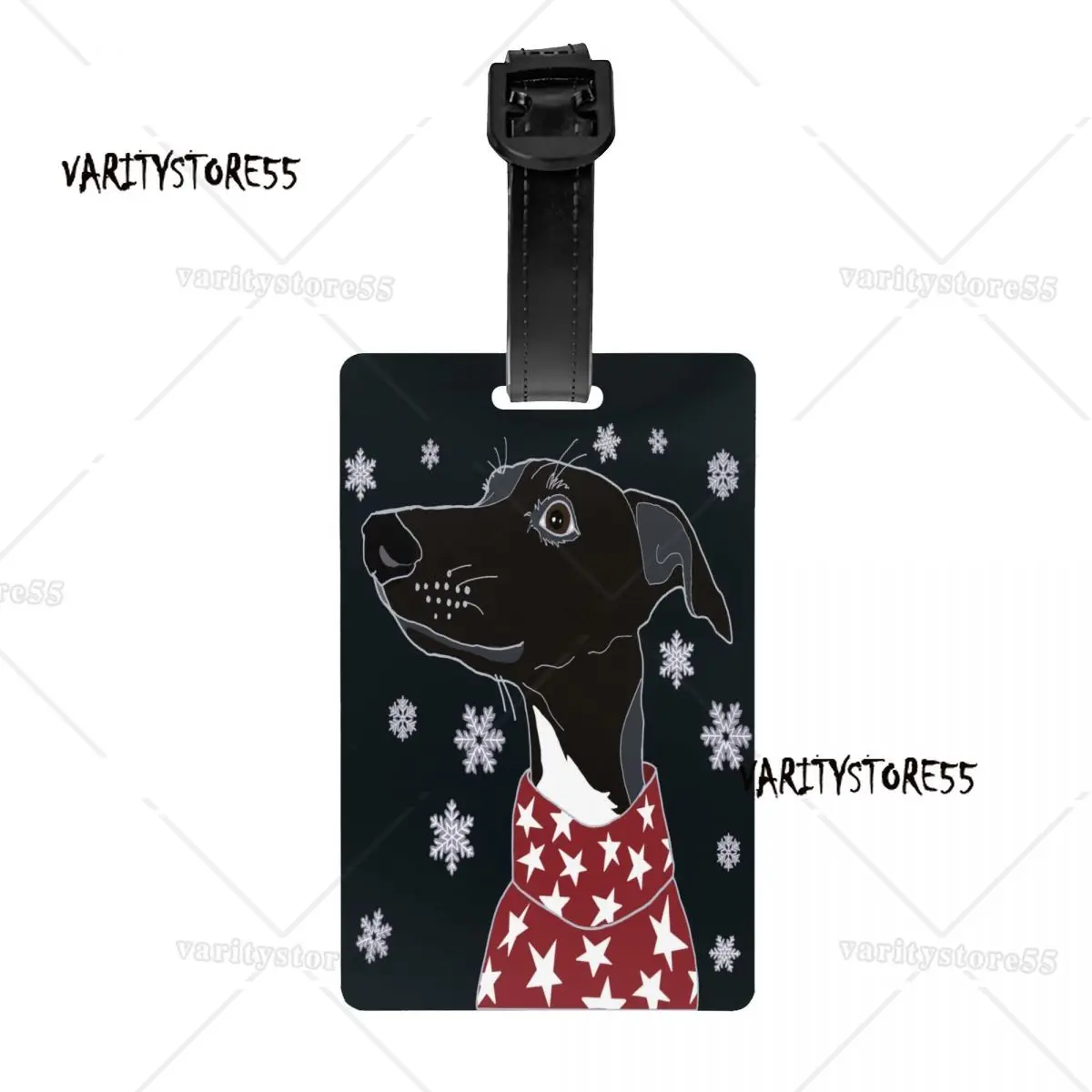 Custom Cute Winter Whippet Luggage Tag With Name Card Lurcher Greyhound Dog Privacy Cover ID Label for Travel Bag Suitcase