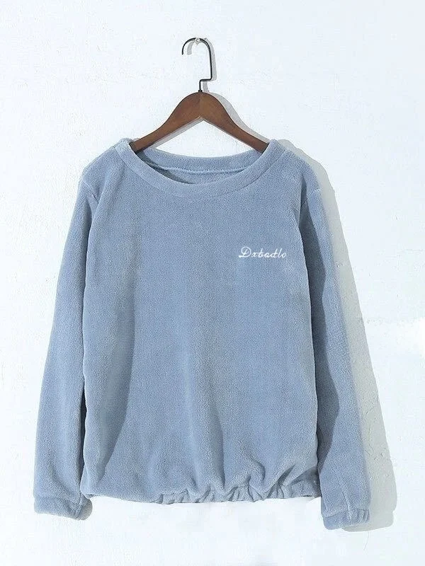 Warm Coral Fleece Pajama Set Women's Autumn Winter Home Clothes Fluffy Lined Sleepwear Top Bottoms Outerwear Pants