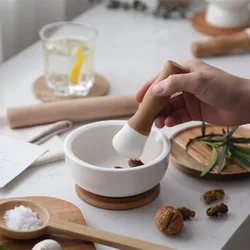 Ceramic Masher Mortar Pestle Pepper Masher Spice Grinder Crusher Pounding Jar Manual Grinding Vessel Food Grinder Grinding Tools