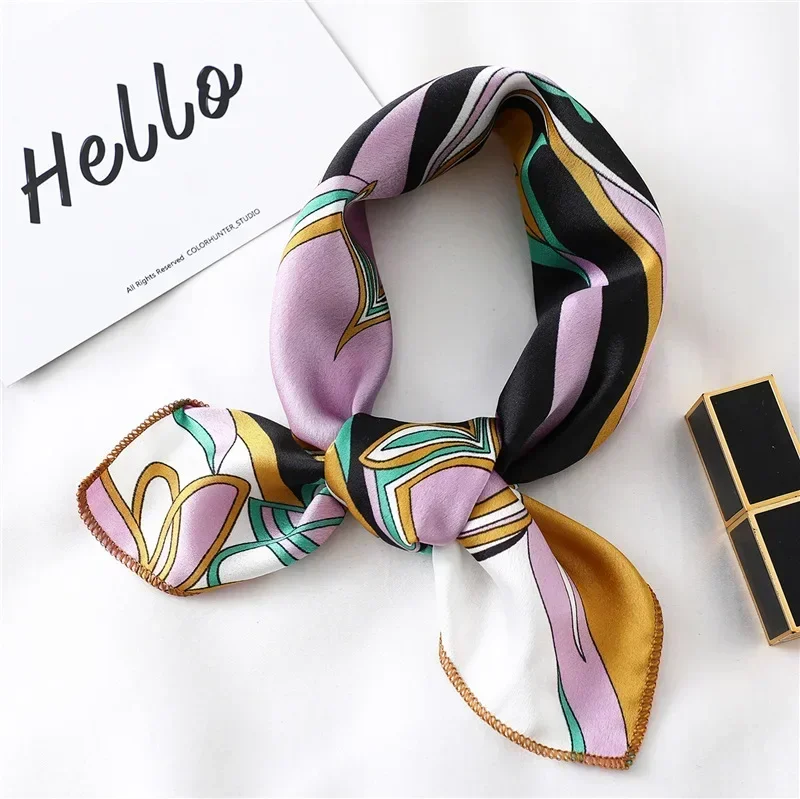 

Women Small Satin Silk Scarf Square Print Wrap Foulard Femal Handkerchief Bandana Neck Hair Skinny Tie Scarves Shawls Scarves