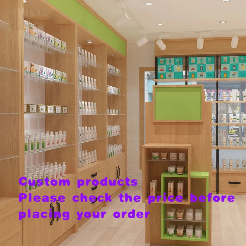 custom.Retail Pharmacy Shelving Drugstore Wall Display Cabinet Medical Shop Furniture Custom Gondola Shelf Storage Fixtu