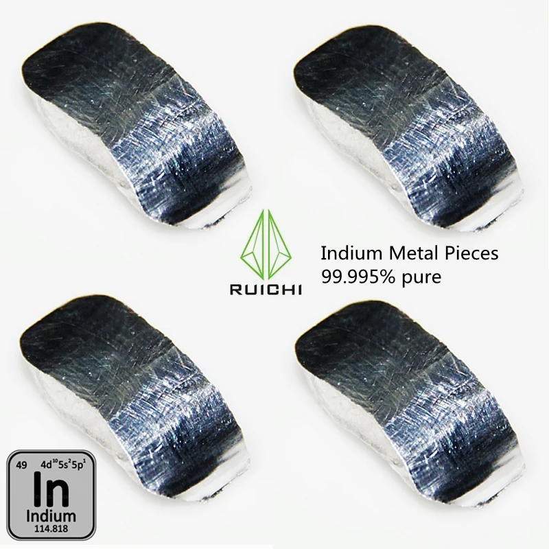 Lingot en métal Indium, 50 grammes, 99.995% de haute pureté, élément pour Collection de loisirs, spécimen d'expérimentation en chimie