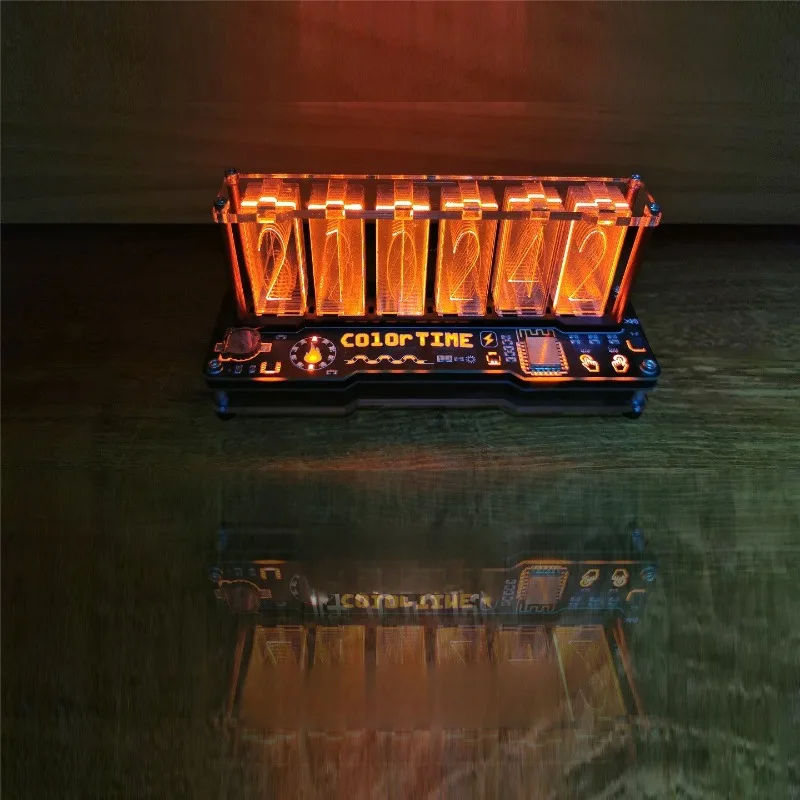 Cyberpunk Nixie Tube Table Clock Glow Tubes Desk Watch Aesthetic Luxury Gaming Room Tabletop Clocks Decorative Desktop Watches