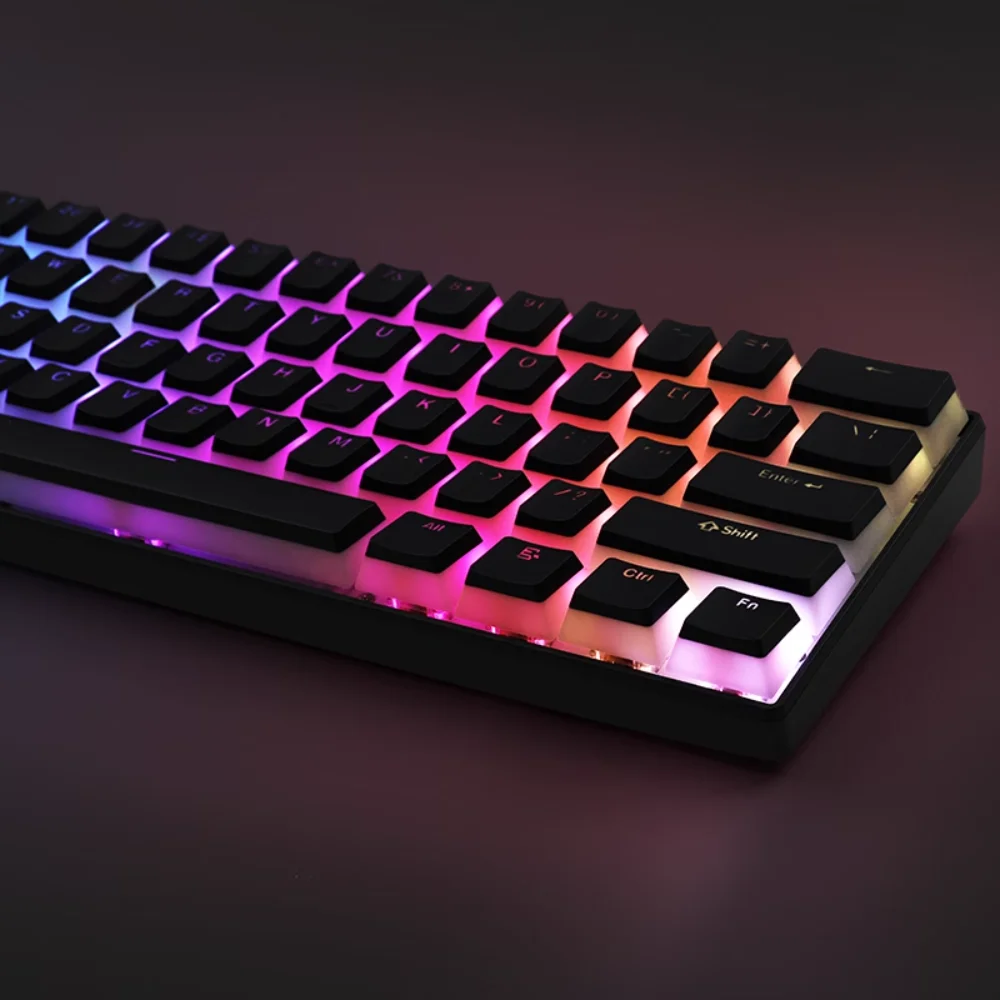 

Double Layer Milk Pudding Jelly Keycaps PBT Frosted Feel OEM Height Tinted Keycaps for 64/96/104/108 Mechanical Keyboards