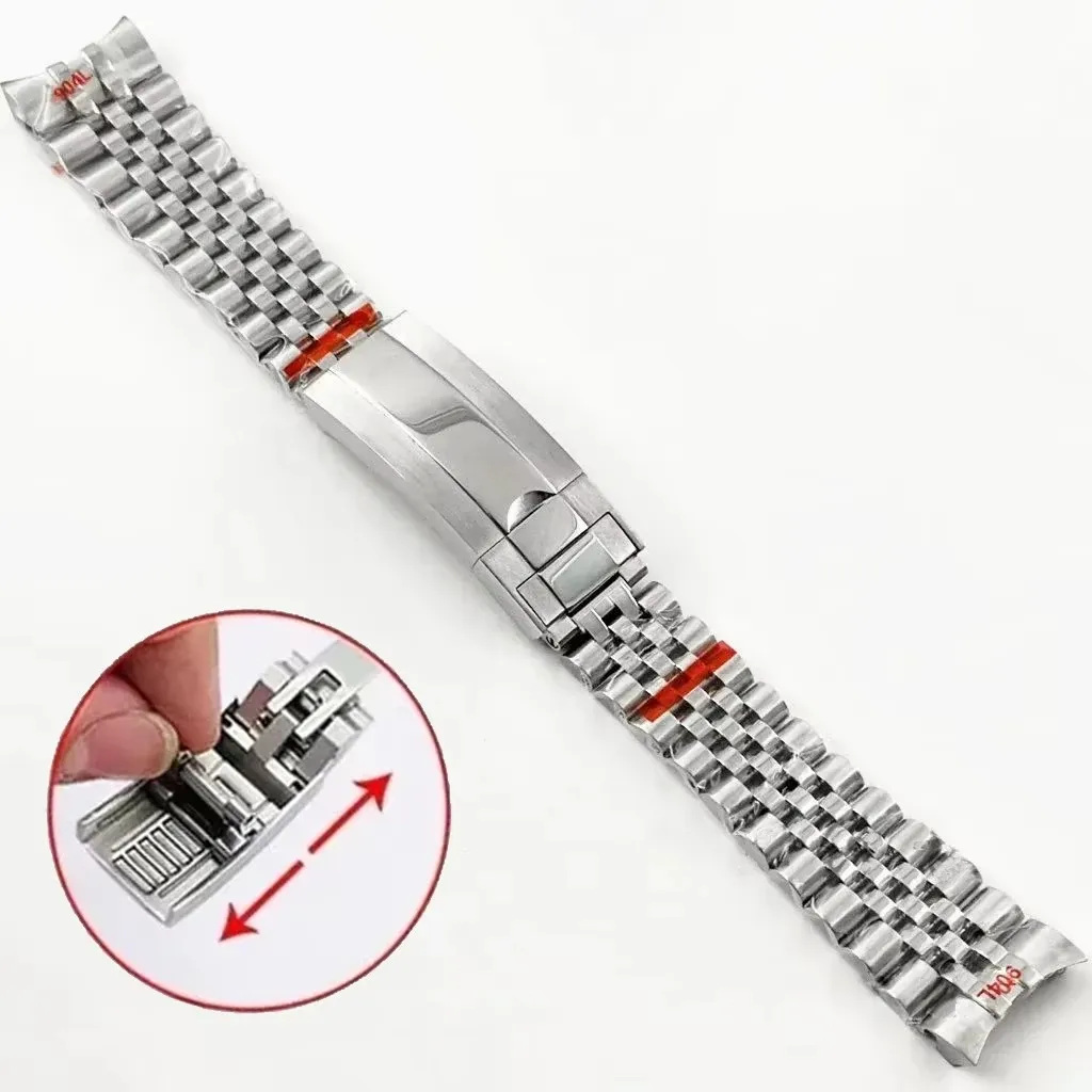 20mm Width 904L Solid Stainless Steel Watch Band Brushed Polished Oyster Bracelet Folding Buckle Glide Lock Clasp FOR RELOX SUB image 3