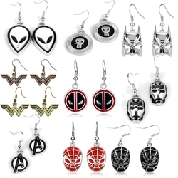 Marvel Movie Avengers Earrings Super Heroes Spider-Man Deadpool Iron Man Thor Alloy Stud Earrings For Fans Fashion Jewelry