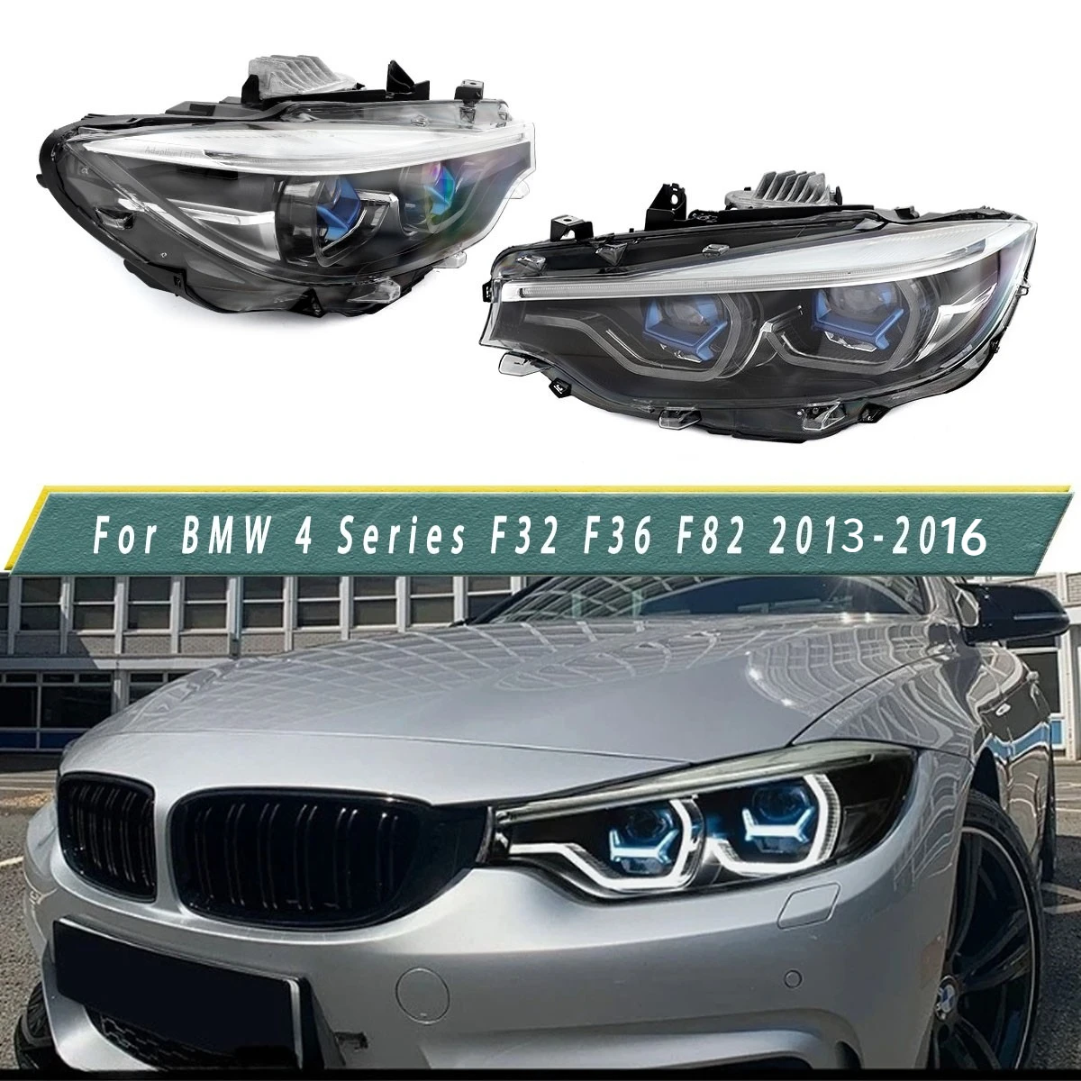 

Замена передних фар для BMW 4 серии F32 F36 428i 435i M4 2013-2016 годов выпуска, светодиодные фары с функцией AFS, синего цвета, в сборе.
