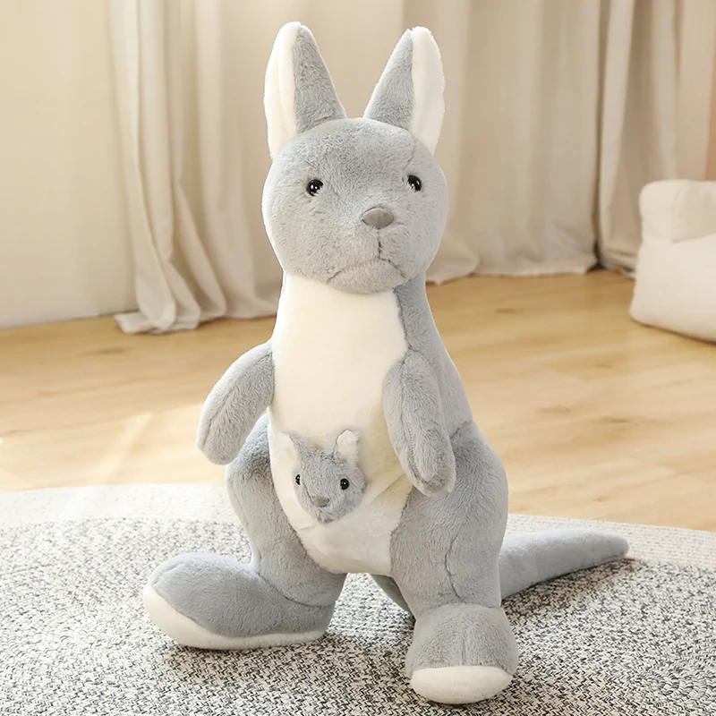 45/70/80cm Cute Mother & Child Kangaroo Plush Toys Kawaii Big Size Kangaroo Plushie Pillow Stuffed Dolls for Children Baby