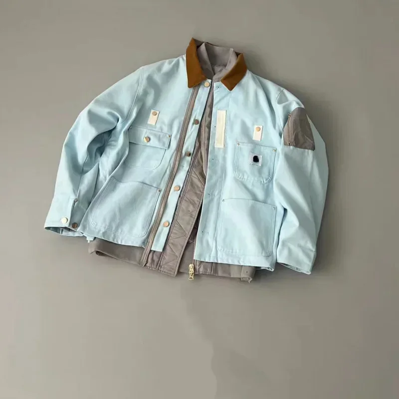 New American retro C & S Spring Autumn unisex couple style bilayer multi-pocket splicing workwear jacket casual nylon spl idjkg