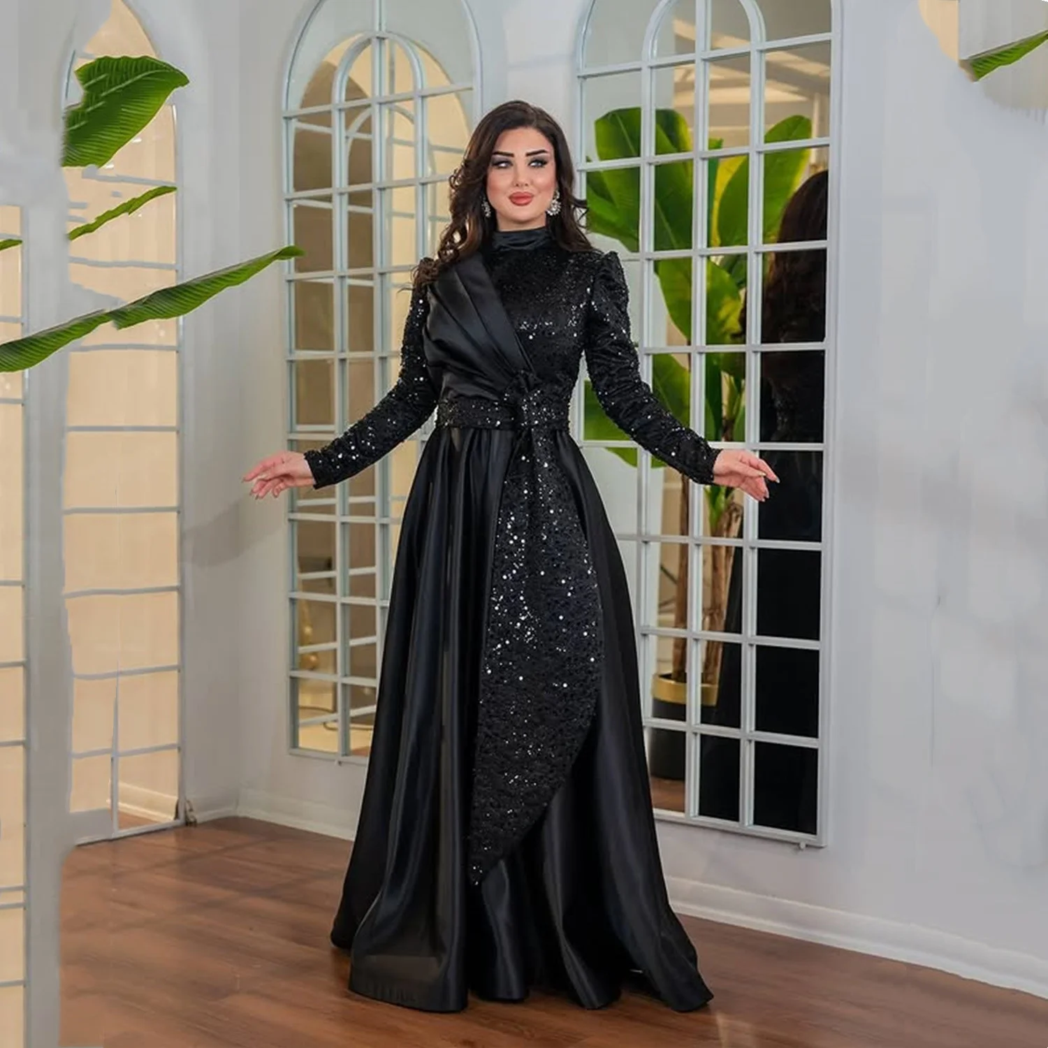 

Aileen Black Luxurious Women's Evening Dresses for Special Occasions Sequins Prom Dress Satin Elegant Party Dresses 2025 Womens