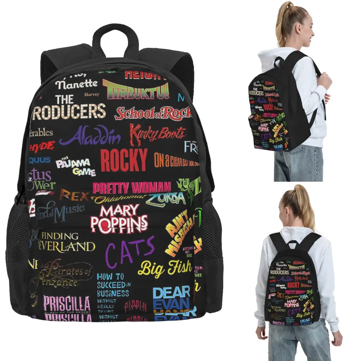 

Рюкзаки Broadway Musicals для мальчиков и девочек, сумка для книг, детские школьные сумки большой вместимости, дорожный рюкзак, сумка на плечо