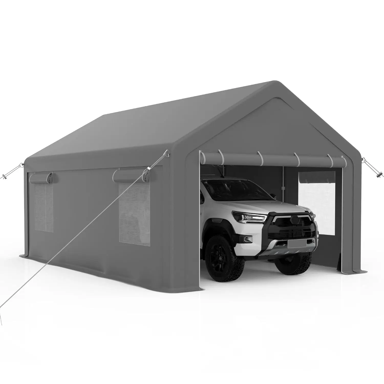 10x20Ft Heavy Duty Carport Steel Frame & Windows Outdoor Vehicle Shelter, Customized