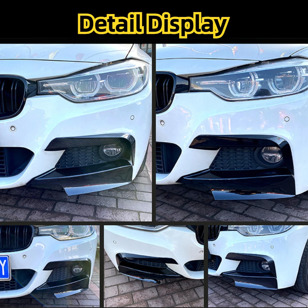 For BMW 3 Series F30 M Pack 320i 325i M-Sport 2012-2019 ABS Gloss Black Front bumper fog light Lip Spoiler Body Kits Tuning