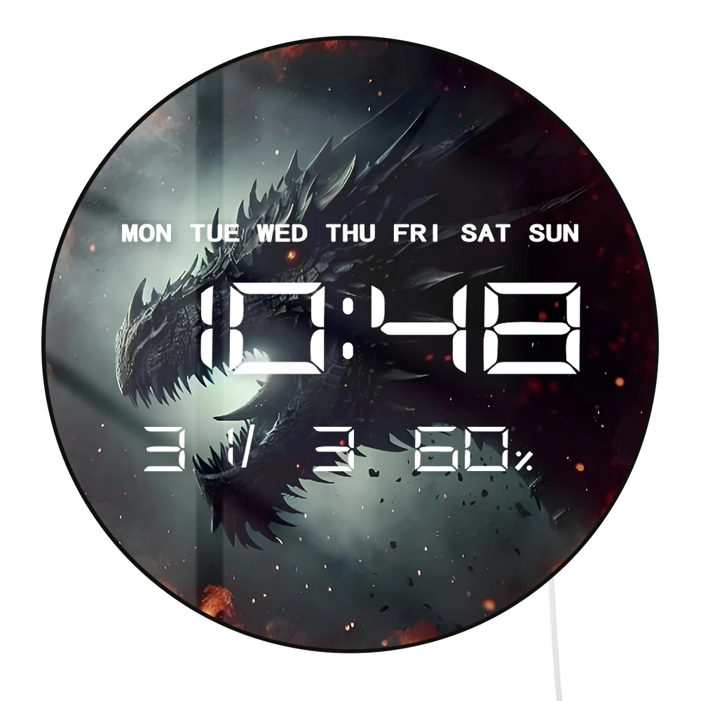 Evil Dragon Head Large Display LED Digital Wall Clock Dark Dungeon Home Decor Watch Electronic Clock Wall Desk Use Dual Purpose