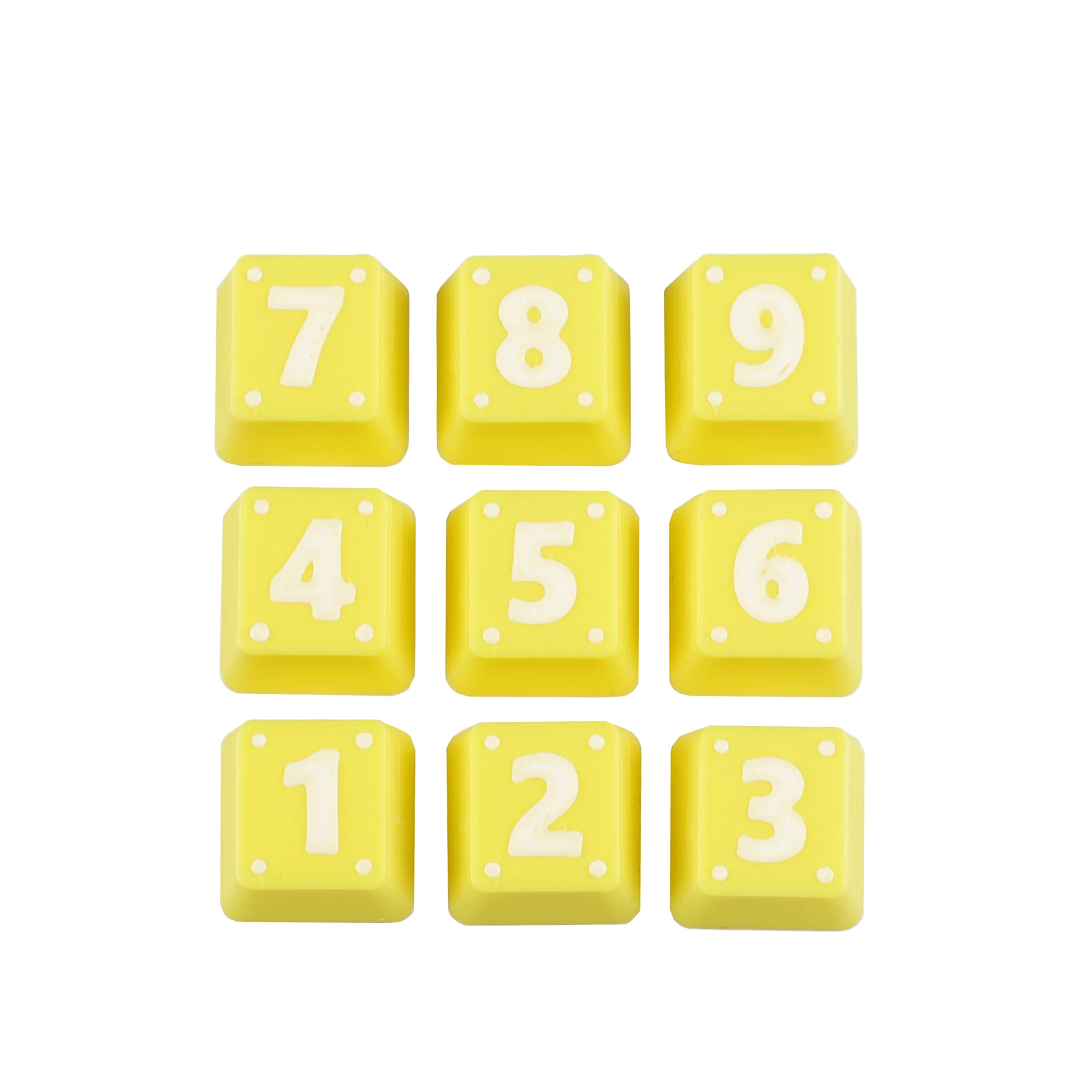 YMDK 9pcs Number Area 1-9 Keys Yellow Cute Cartoon PLA Material Creative Keycaps for MX Mechanical Keyboards