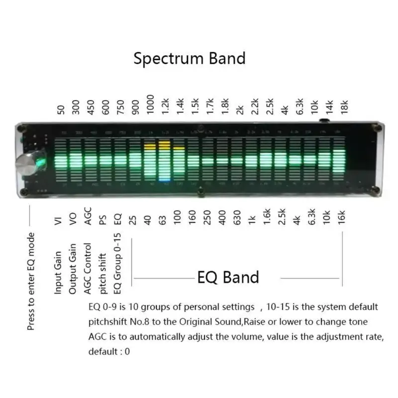 R53C LED2015 Music Spectrum LED Level Metal Enclosure DC7-24V USB-5V