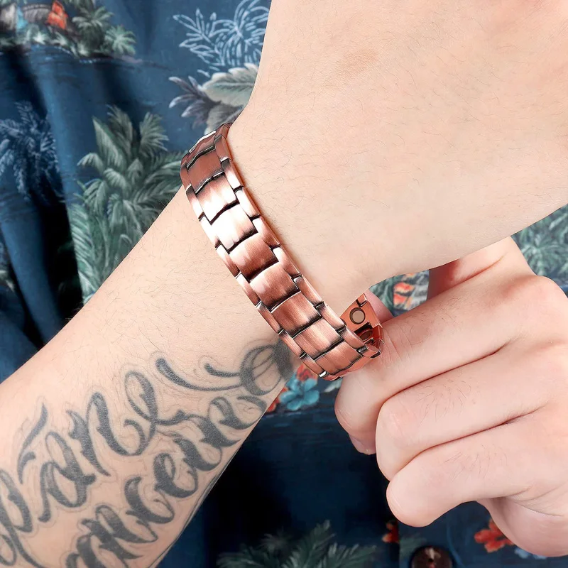 Mens Copper Bracelets Adjustable Pure Copper with 3000Gauss Magnets for Women Jewelry