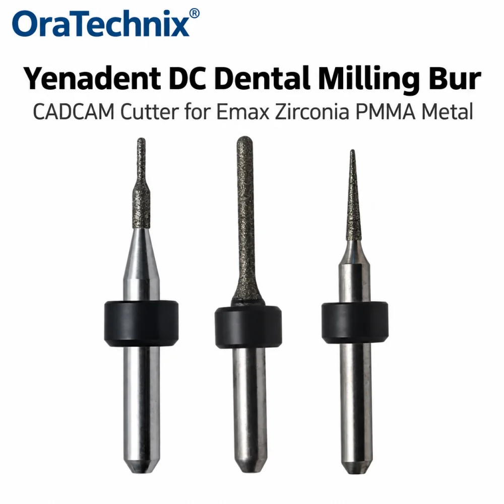 1PC Dental Yenadent Milling Burs for Emax/ Zirconia/PMMA/Metal  DC NC Coating Dentisity Lab Materials Grinding Drills