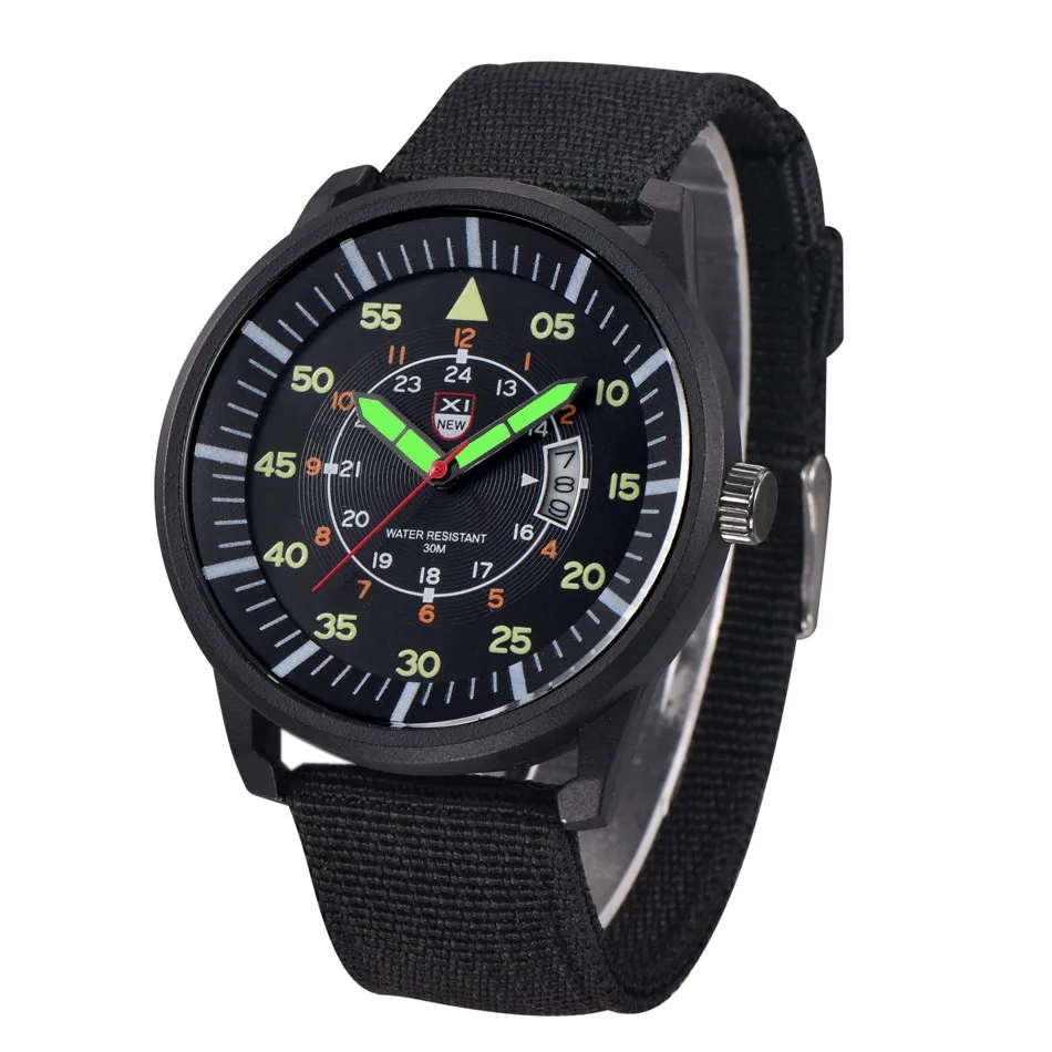 Military Mens Quartz Watch Black Dial Date Luxury Sport Wrist Watch