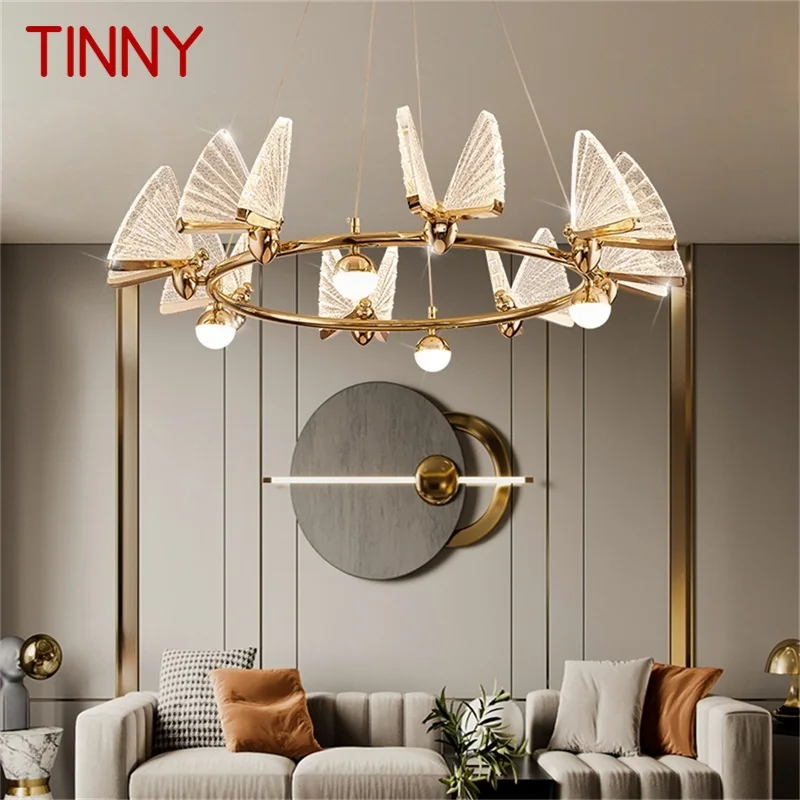 

TINNY Nordic Colorful Chandelier Lamps Fixtures Pendant Lights Butterfly Ring Home for Home Decoration