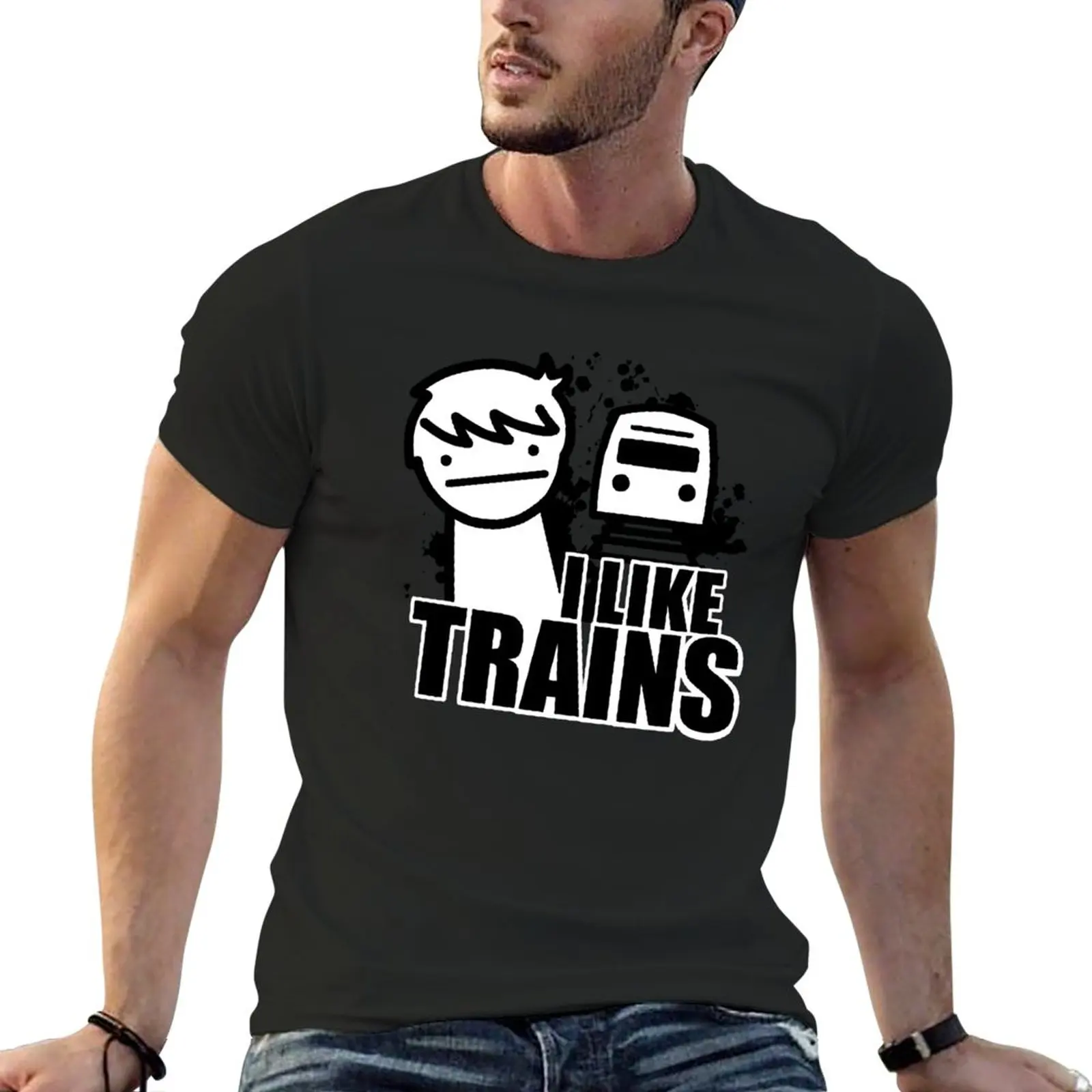 

New I Like Trains - asdfmovie T-Shirt customized t shirts Short sleeve tees Men's clothing