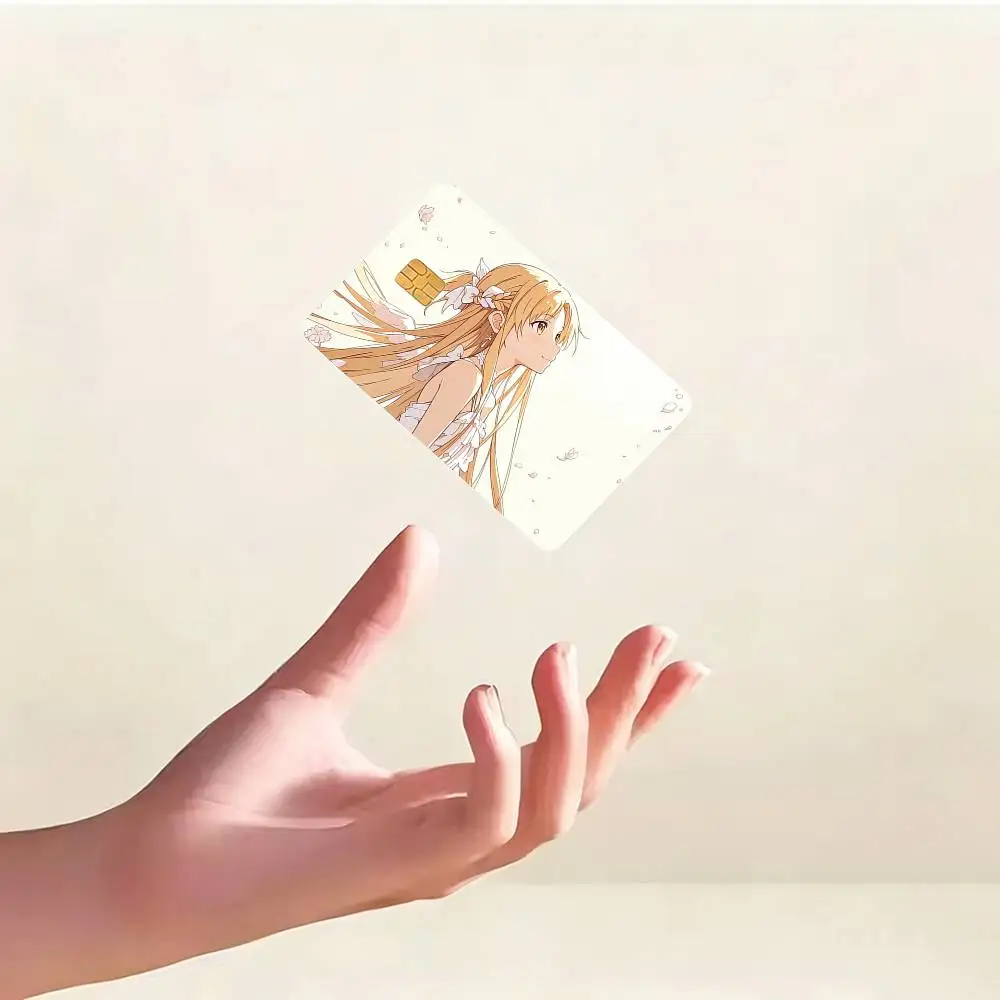 Sword Art Online Asuna Yuuki  HD Waterproof Credit Card Stickers Silicone Decals For Chip Game Cards Gift