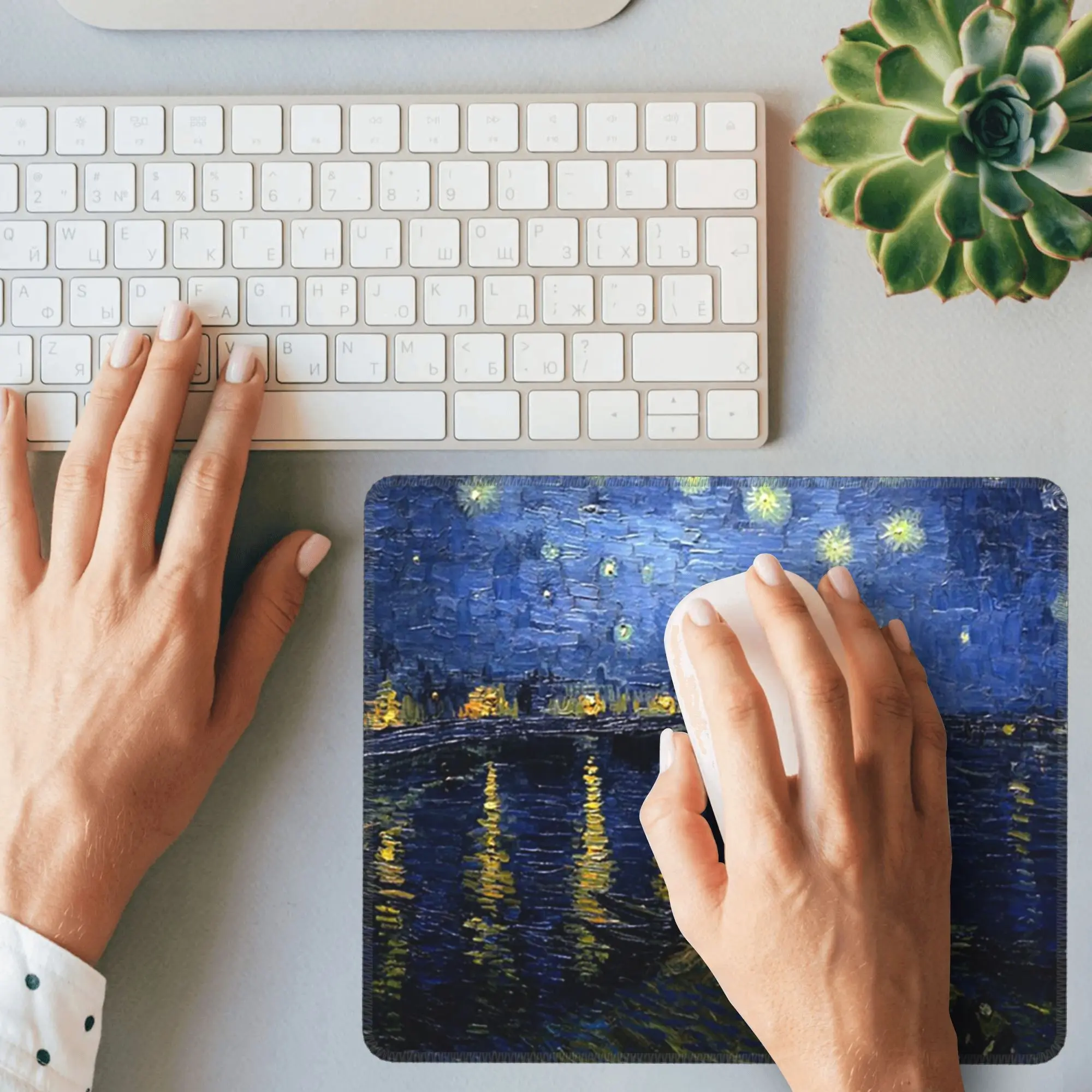 Notte stellata sul Rhone - Tappetino per mouse Van Gogh Tastiera per computer Tappetino per mouse PC da gioco Tappetino per scrivania portatile Tappetini per ufficio