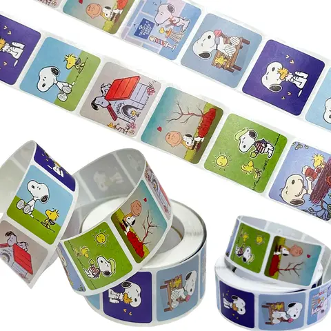 500 pièces Snoopy Kawaii autocollants pour enfants fête décorative Anime sceau étiquette bricolage dessin animé autocollant enveloppe sceaux amour décor autocollants