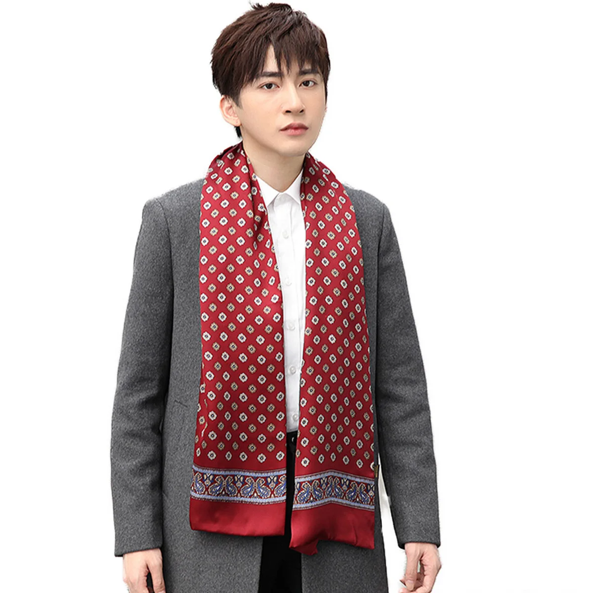 FEIMANYUAN Men's Real Silk Scarf Accessory Pure Mulberry Silk Hot Sale For Men Long Layer Neckerchief