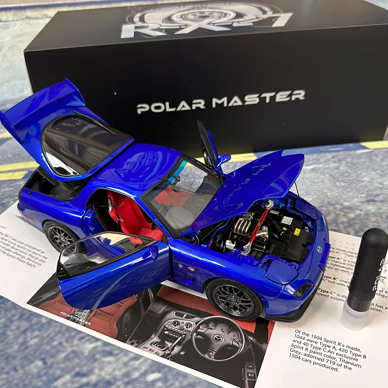 POLAR MASTER 1:18 para Mazda RX7 SPIRIT R, modelo de coche de aleación, enviar amigos, regalos de cumpleaños, colección personal