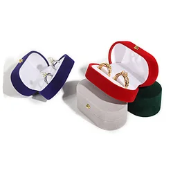 High-grade Double Slot Ring Box Jewelry Box for Wedding Proposal Engagement Ring Gift Storage Velvet Jewelry Organizer Box
