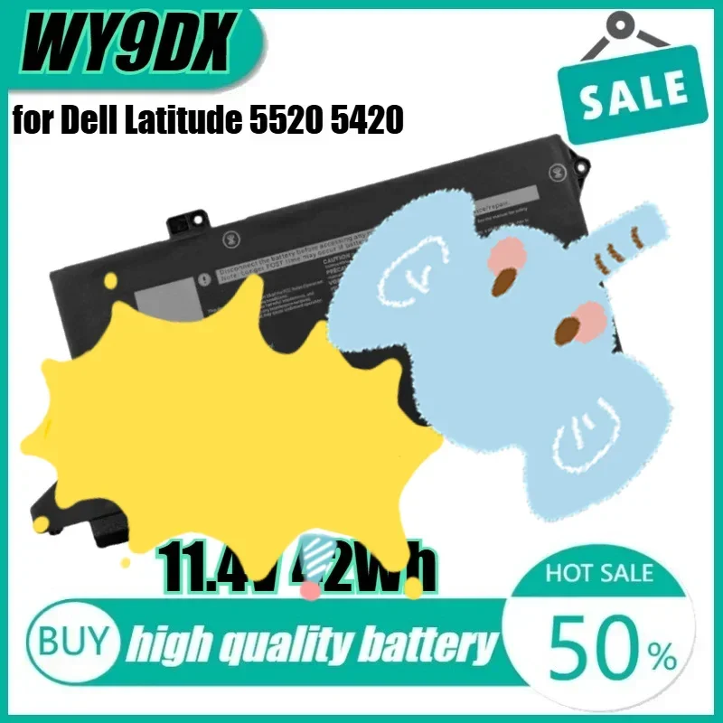 

Аккумулятор для ноутбука WY9DX 11,4 В, 42 Втч для Dell Latitude 5520 5420 Precision 15 3560 RJ40G 01K2CF 075X16