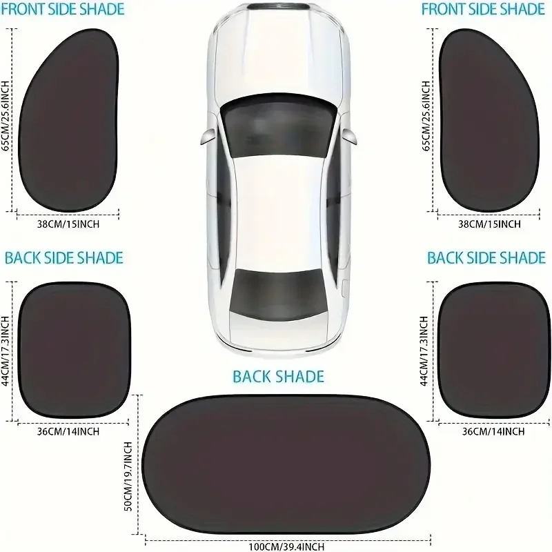 5Pcs Car Sunshade Set Easy To Install For Side Windows Windshields&Rear Windows UV Protection Heat Insulation&Strong Suction
